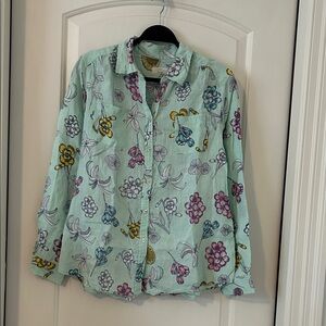 Charter Club Floral Button Down Shirt - Mint Green, Pink, Yellow